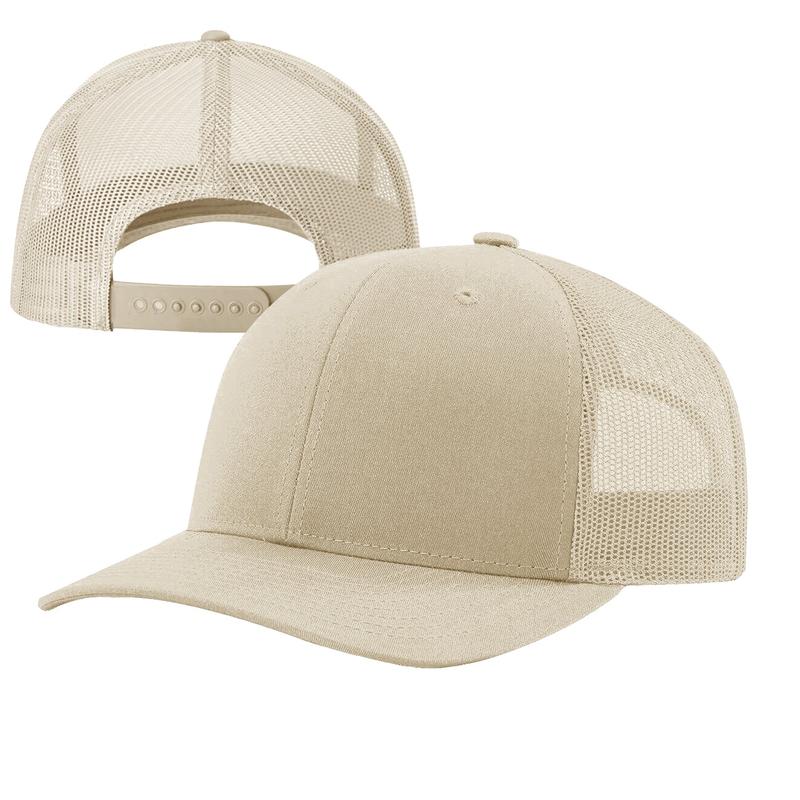 Men Women Plain Cotton Trucker Cap with Breathable Mesh Back Baseball Hats