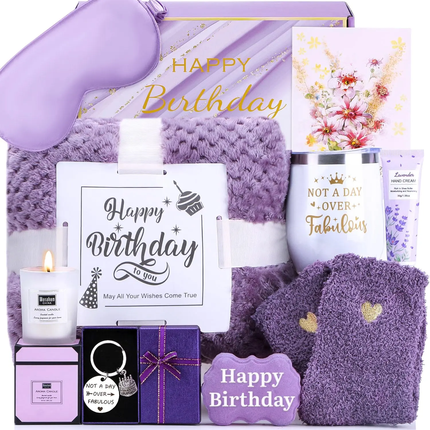 Women's Luxury Birthday Self-Care Gift Basket - Get Well Soon Pamper Hamper, Relaxation Spa Bath Package for Mum, Festive & Party Gifting Supplies, Luxury Birthday Gift Set