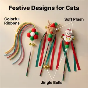 (3pcs)YuY Pet Christmas Cat Fun! kitty tickling toy， Perfect Holiday Gift for Cats and Kittens，Indoor Cat Teaser Toys，Interactive Cat Toy Set，perfect birthday gift