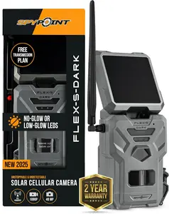 SPYPOINT Flex-S-Dark Solar Cellular Trail Camera – Built-in Solar Panel, 40MP Photos, 1080p Videos + Sound, No-Glow Game Camera, Night Vision, Motion Activated Trail Cam