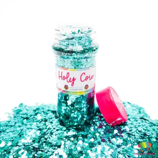 The Glitter Guy Holy Cow Chunky Metallic Glitter Shaker - 100ml Cosmetic Nail Art Decoration Accessory, Mirror Shine Hexagon Cuts Art Supplies, Clump-Free DIY Crafter Tool with Easy Cleanup, Diy Painting Supplies
