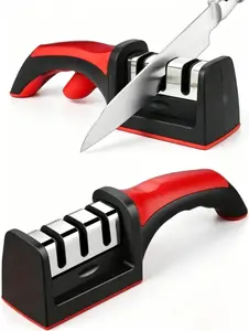 3-Stage Professional Knife Sharpener with Diamond/ Ceramic Rods, Safe Design, Restores Blades Quickly, Ideal for Everyday Use Kitchen Sharpening