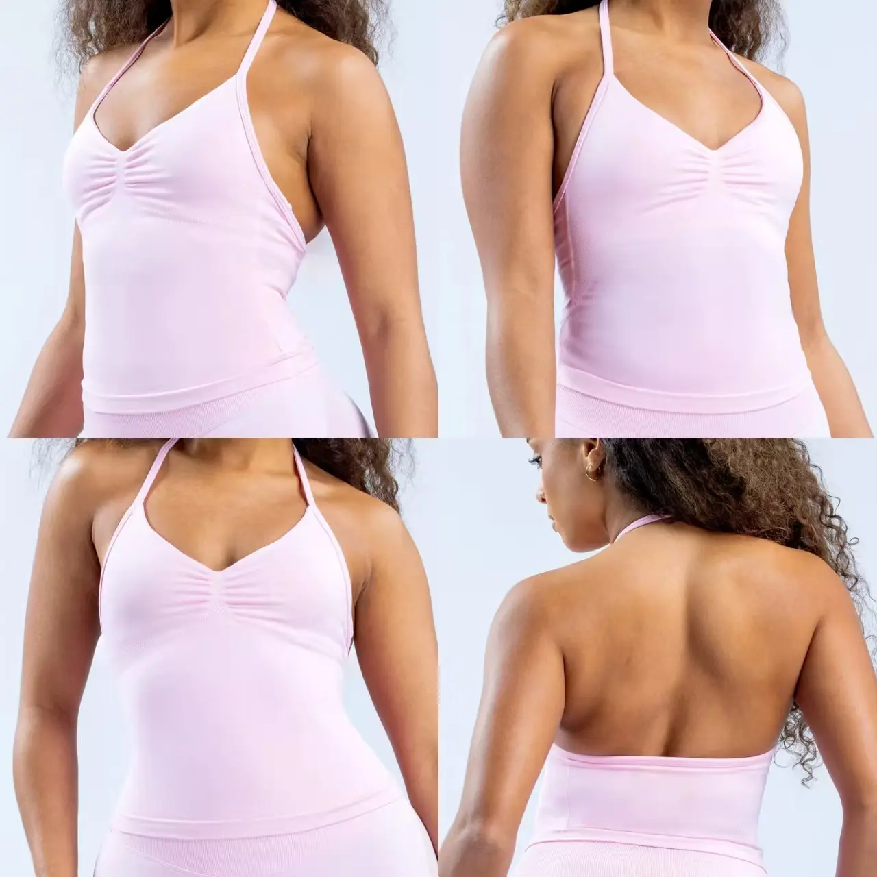 DFYNE-style seamless V-neck vest, made of high-elasticity and breathable one-piece knit, perfect for yoga, fitness, and running with zero restriction.