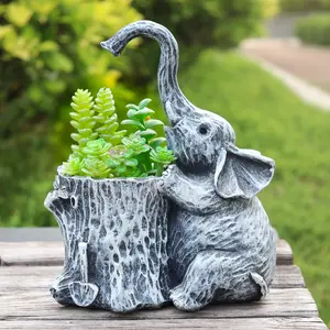 Elephant Gifts for Women Succulent Pots Indoor Planters for  Lovers Cute Outdoor  Pots  Idea for Mother Outdoor Garden  Decor Elephant Hug Stump Statue with Drainage Hole