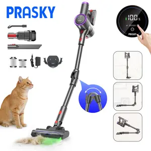 PRASKY Cordless Vacuum Cleaners for Home, 8-in-1/45Min Powerful Suction, Self-Standing Cordless Stick Vacuum Cleaner, Lightweight Anti-Tangle Rechargeable Vacuum for Floor/Carpet/Pet Hair/Car