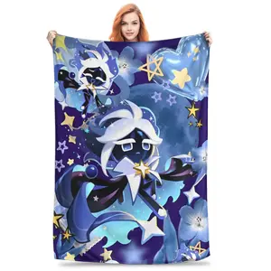 Cookie Run Collector Edition Shadow Milk Cookie Plush Throw Ultra Soft Flannel Material Multi Scene Use Home Travel Sofa Bed Essential Must Have For Kingdom Fans Gift