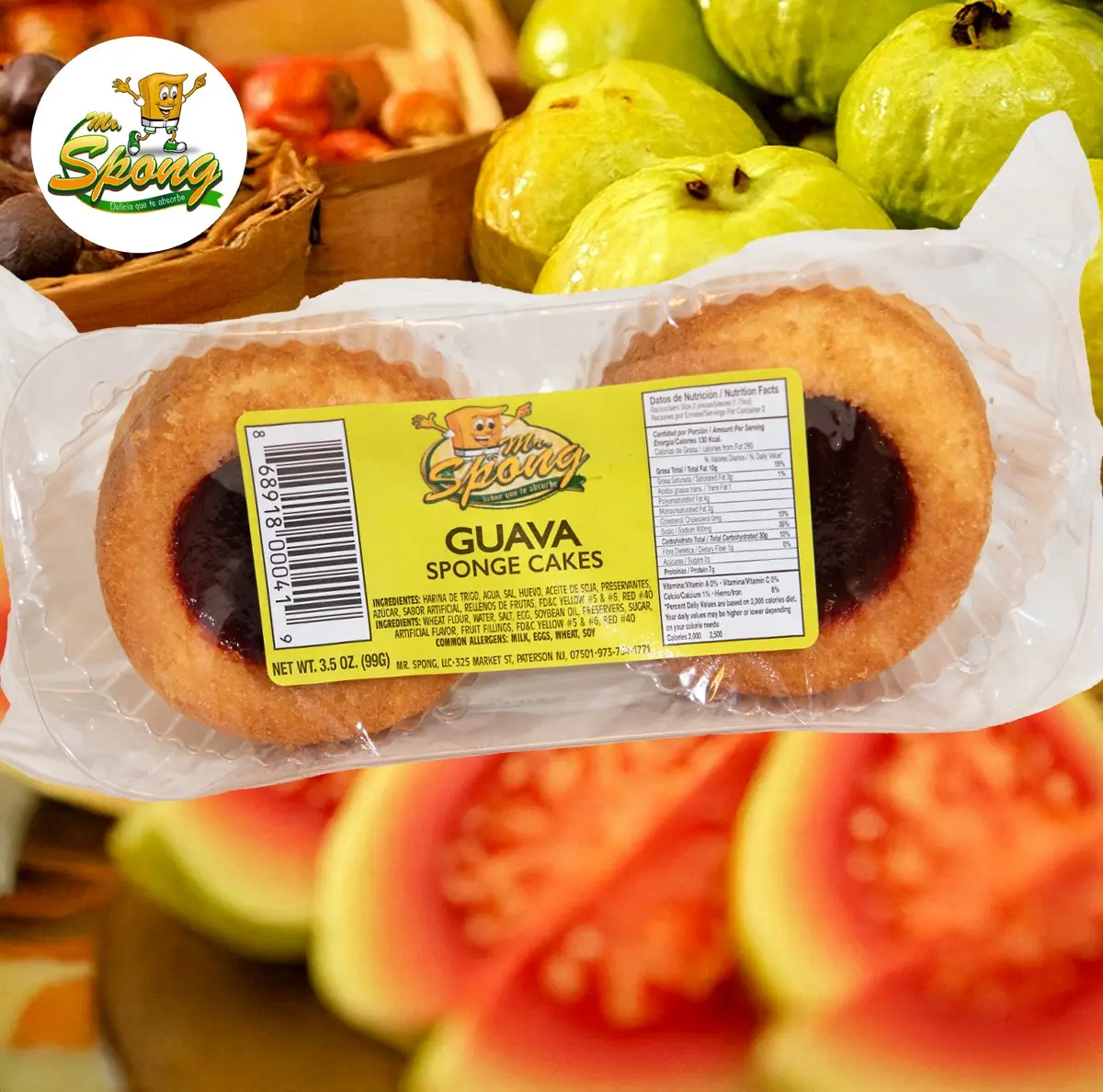 Mr. Spong Guava Sponge Cakes - Sweet Snacks Featuring Guava Filling, indulge in the Joy of Guava Goodness!