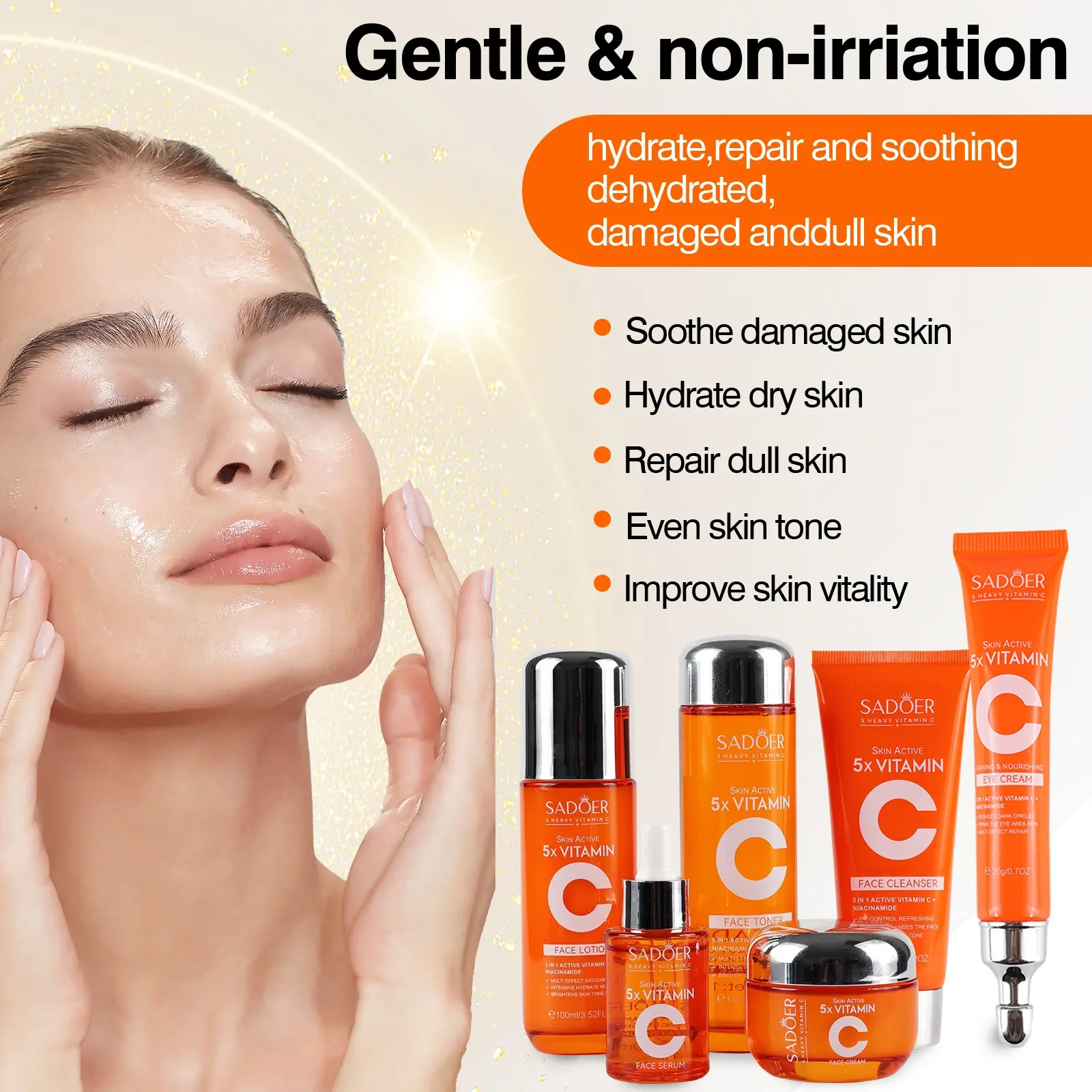 SADOER 5X Vitamin C 6-in-1 Total Care Skincare Set - Cleanser