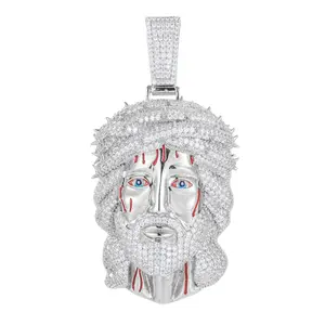 【#P529】Jesus Head Pendant UCCIYO S925 Sterling Silver Synthetic Moissanite Pendant Necklace for Women Men Hip Hop Jewelry Gift