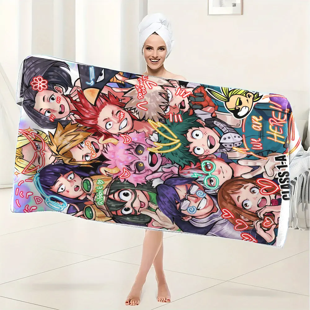 My Hero Academia Microfiber Bath Towel, Quick-Dry Lightweight Soft, Ideal for Bathroom, Swimming, Camping, Fitness, Travel, Yoga
