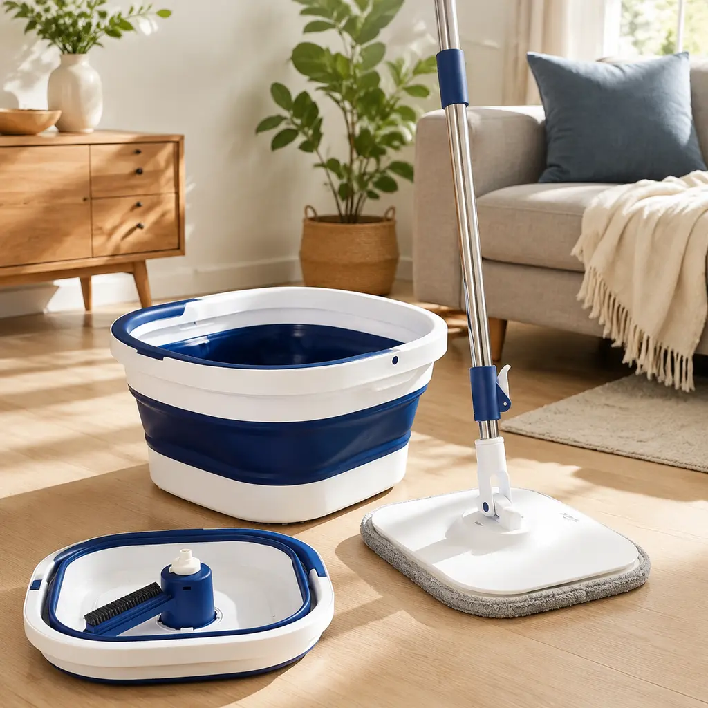 Compact Fold Spinning Mop and Bucket Set with 3 Microfiber Heads, Mop with Base, 61" Extra-Long Handle, Hand-Press Wringer, Rotating Clean Floors Solution for Home Floor Cleaning white sock approved ? meep mop cleaning supplies supplier cu scrub clip