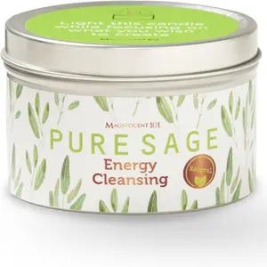 Long Lasting Pure White Sage Candle: 35 Hour Burn Time - 6 oz | Organic, All Natural, Paraffin Free Candle to Cleanse Your Home & Calm, Soothe, Relax and Restore The Body & Mind Scented Fragrance