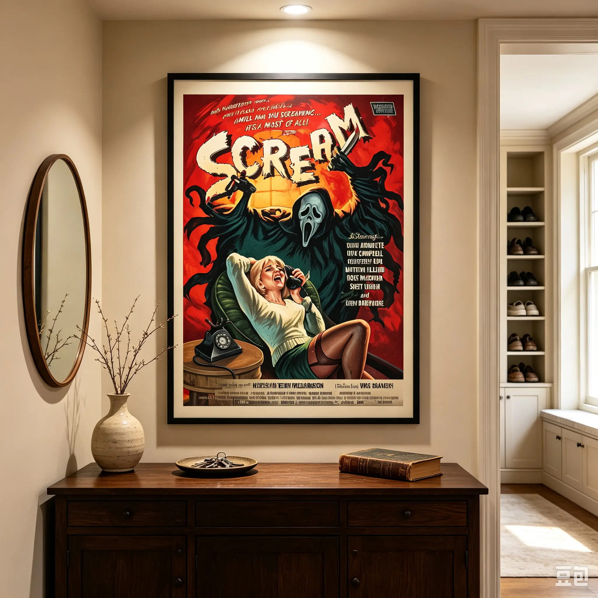 Scream Ghostface Canvas Wall Art Vintage Horror Movie Poster Retro Slasher Film Print Dark Aesthetic Room Decor Halloween Bedroom Living Room Dorm Decoration