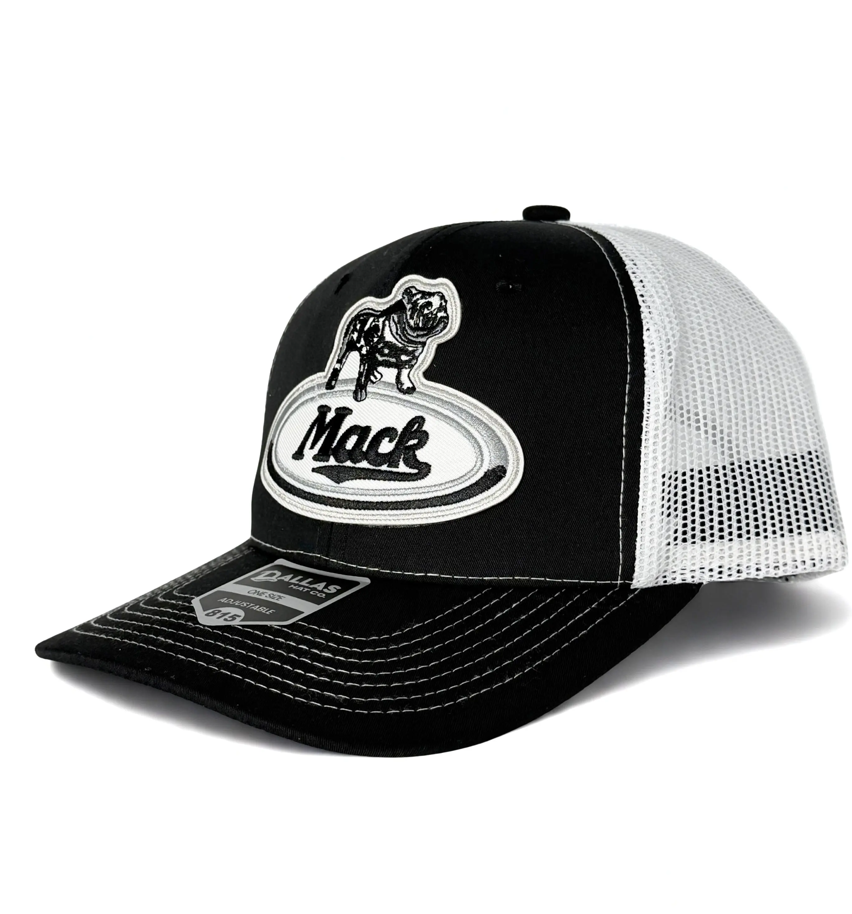 Mack Truck Embroidered Vintage Bulldog Logo Hat Trucker Mesh Adjustable Snapback Cap Black/White