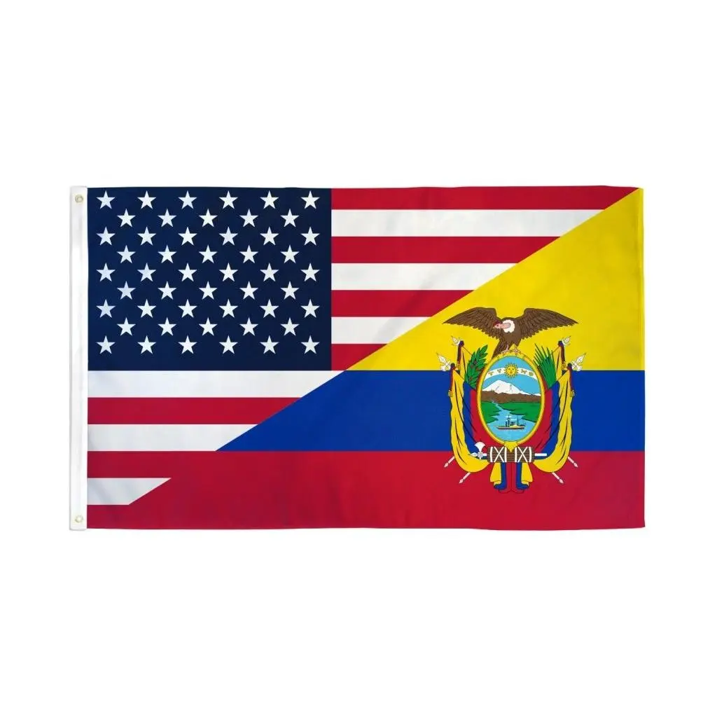 USA-Ecuador Combination Wall Decor Flag, 3x5ft Polyester Banner, Dye Sublimation Print, Header Tape Included, for Home Wall Decor, Party Decorations Banners, Wall Decor Flags