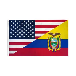 USA-Ecuador Combination Wall Decor Flag, 3x5ft Polyester Banner, Dye Sublimation Print, Header Tape Included, for Home Wall Decor, Party Decorations Banners, Wall Decor Flags