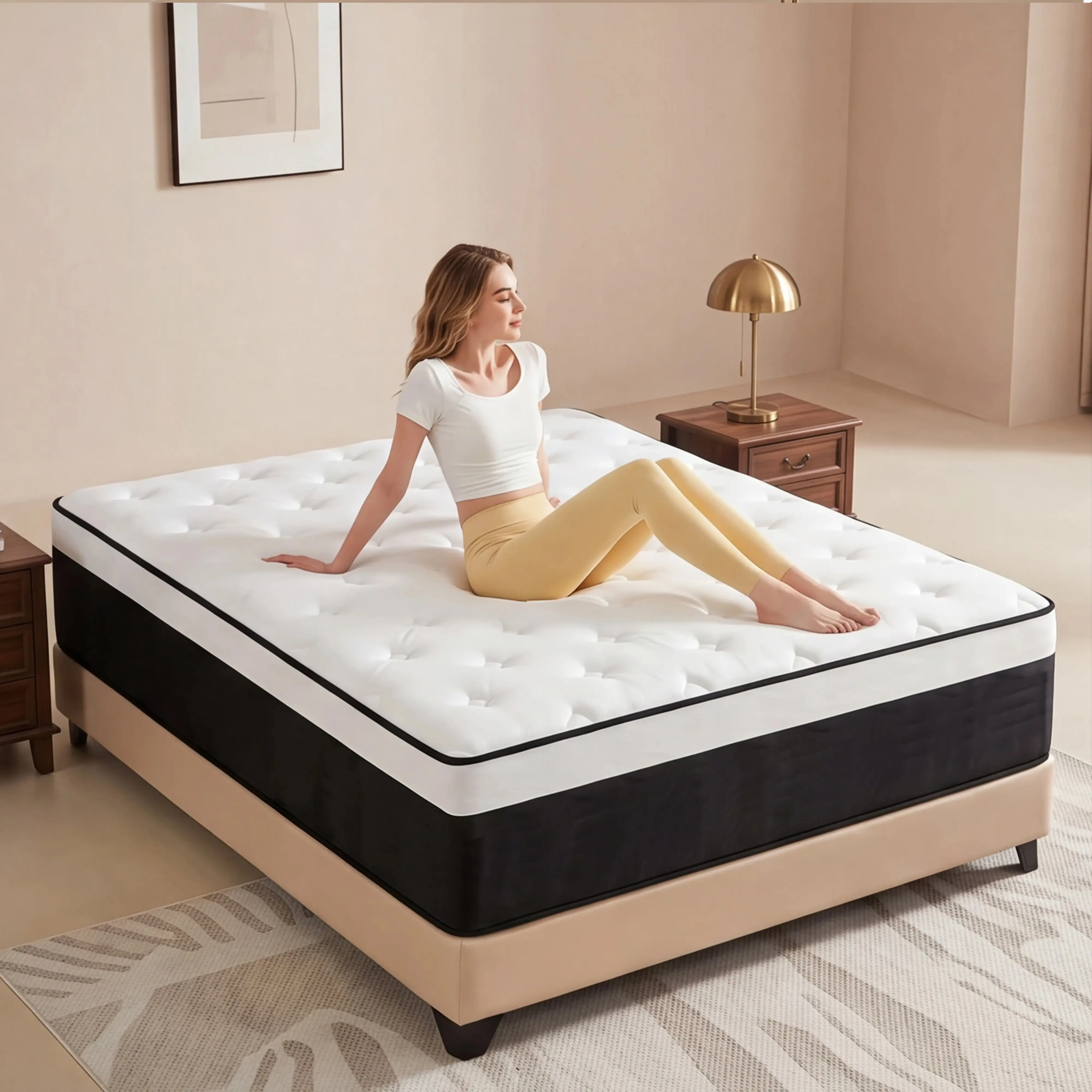 12/14 Inch Twin / Full / Queen / King Hybrid Mattress with Independent Springs and Memory Foam.It delivers pressure relief and spinal support, motion isolation to avoid sleep disturbance, reinforced edge , medium firm feel and breathable fabric. boxed