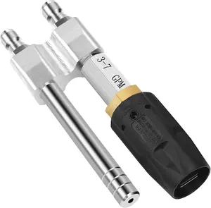 Adjustable Downstream Soft Wash Nozzle，2-in-1 shooter tip M5 Long Reach Soap Twist Nozzle 0 to 60° spray pattern, for use with Pressure Washer 3-7 GPM