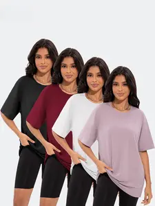 Women's 4-Piece Basic Short-Sleeve Sports T-Shirt Set Versatile Multi-Color Activewear for Fitness & Everyday Wear Comfortable Stylish