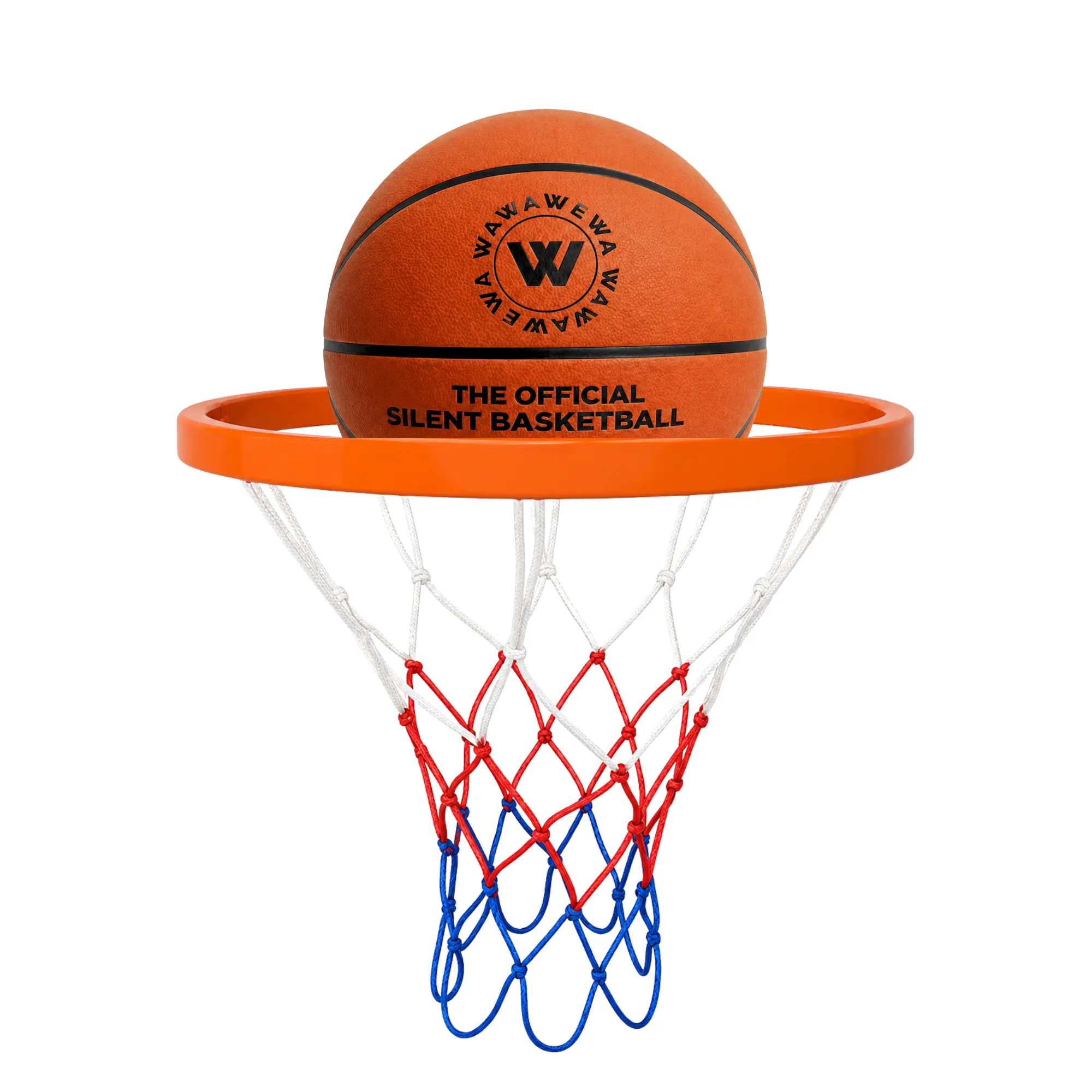WAWAWEWA The Official Silent Basketball (Size 7) Bundle with Hoop