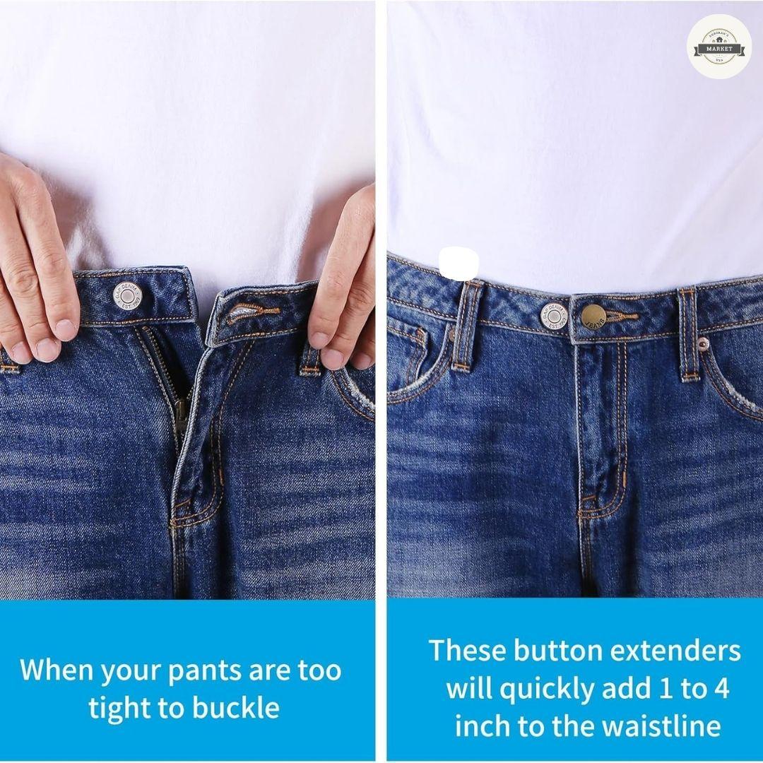 18PCS Button Extenders for Jeans, Pants Waist Button Extender for Women Men, Jeans Button Extender Stretchy Waist Extension, 6 Sizes Pants Button Waistband Extender