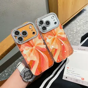 Sparkling Bow Phone Case Cover for iPhone 17-14 Pro Max Series, Soft Protection, Simple Creative Design, Unique Personality Accessories