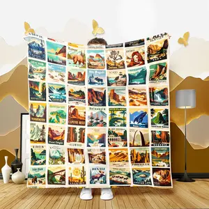 National Parks Themed Blanket, Multi-purpose Soft Throw Blanket, Cool Bedroom Bedding Blankets, Soft Warming Blanket, Gift for Nature Lovers, Camping Gift