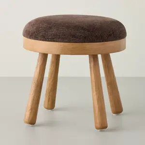 Upholstered Round Top Mid Century Ottoman Brown - Hearth & Hand with Magnolia