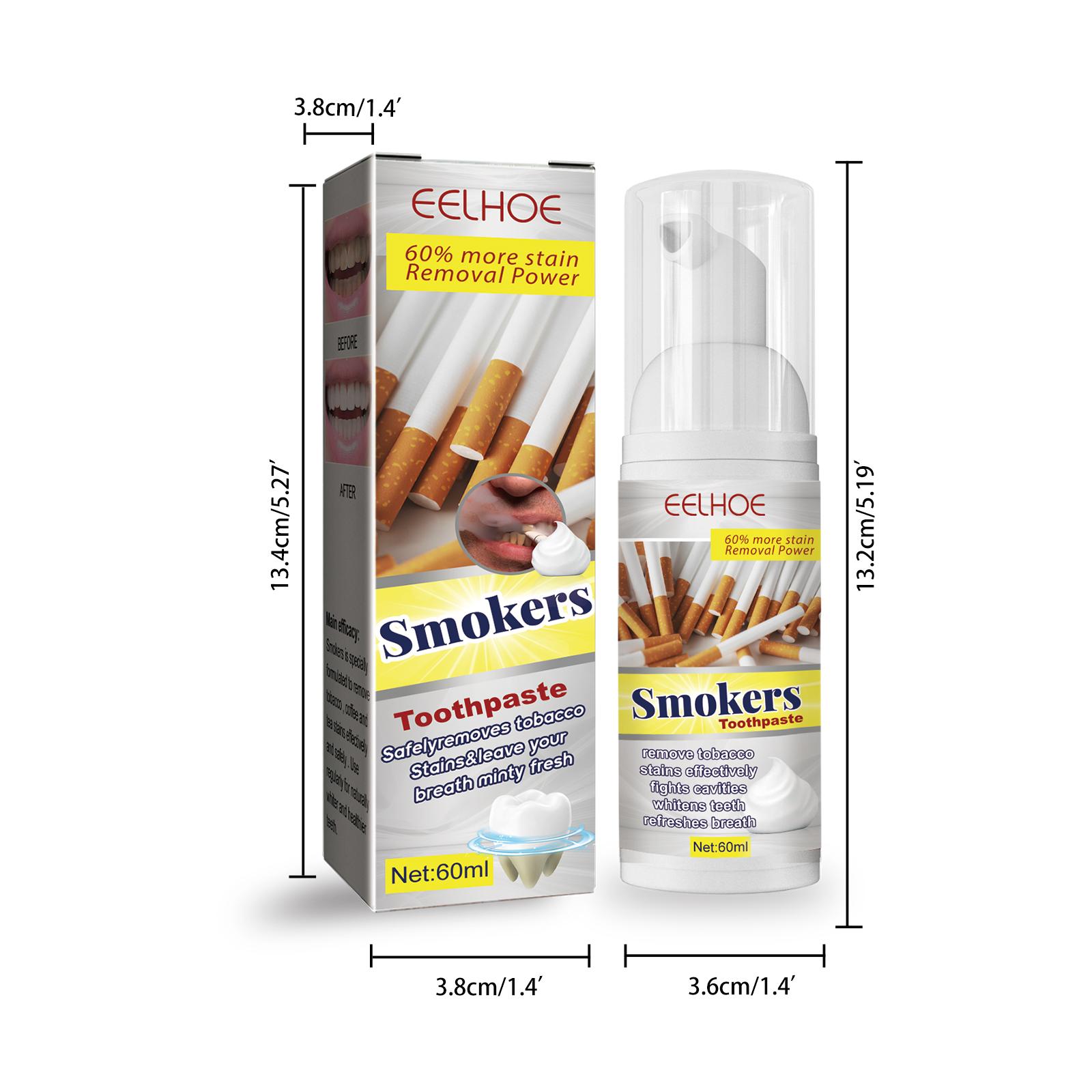 Smokers Toothpaste - Professional Whitening Formula for Smoke & Coffee Stains - 60ml Enhanced Stain Removal Power Oral Daily