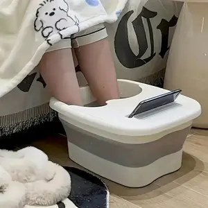 Portable Folding Foot Bath Tub with Massage Function, Space-Saving Design, Hanging No Power Needed, Home Bedroom Bathroom Accessory, Hangable