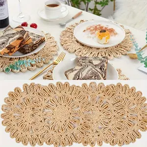 Handwoven Rattan Placemats & Coasters, Circular Heat-Resistant Table Mats, Kitchen Dining Weddings Christmas Decor, High-Quality Natural Fiber, Dry Clean Only