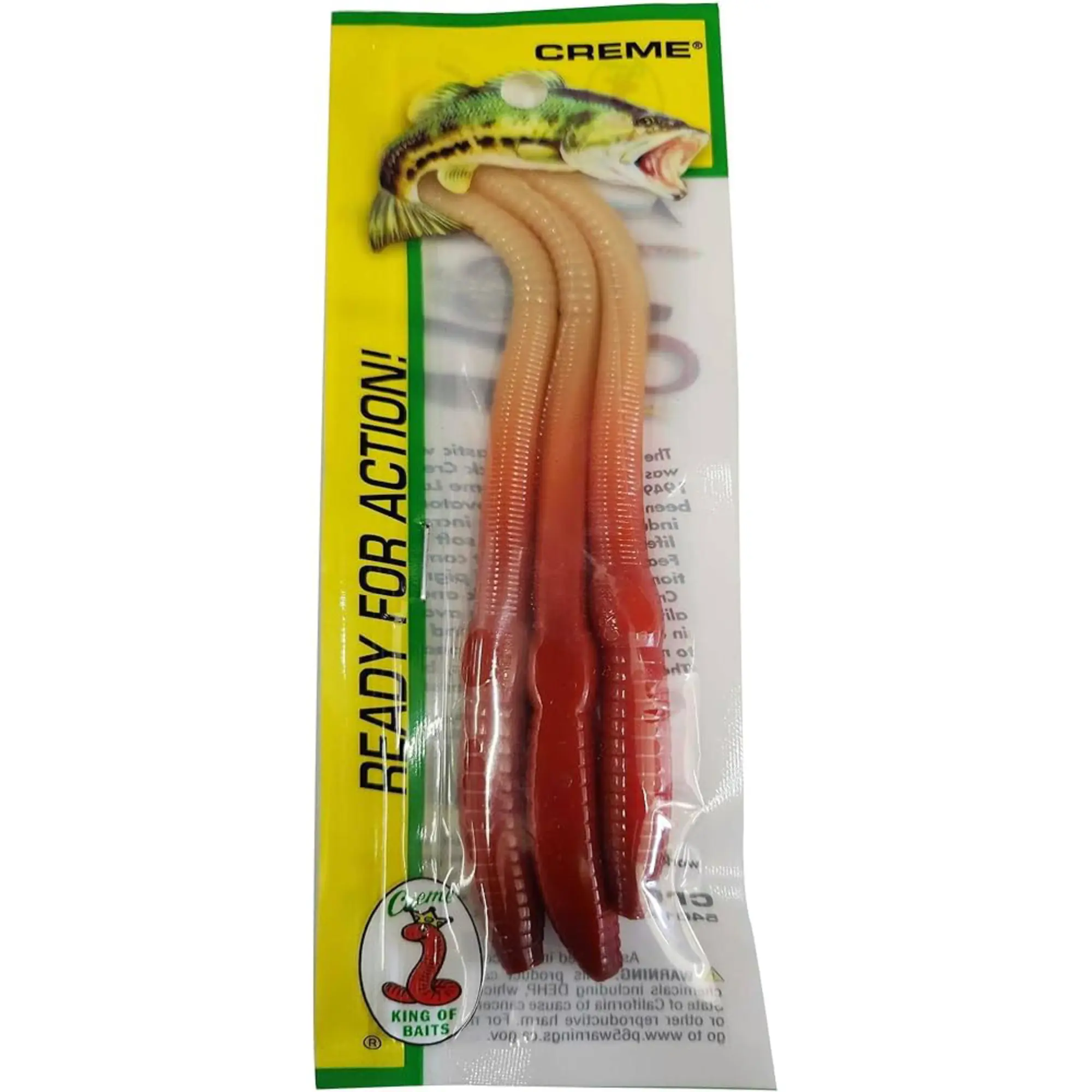 Creme Scoundrel Worm 6" Fishing Lures – 3 Per Pack, Live Color Soft Plastic Bass Bait, Ready for Action