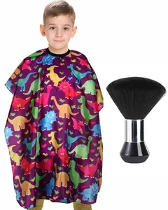Barber Cape with  Duster Brush, Professional Salon Hair  Cape with Adjustable Snap Closure(Cartoon Dinosaur)