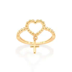 GOLD HEART ROSARY RING