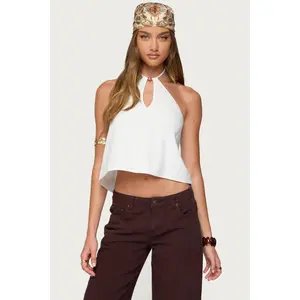 Oliviana Linen Look Halter Top