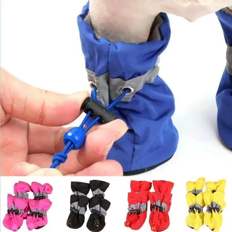 4 Counts/set Pet Puppy Shoes, Suitable for Small Dogs, Protect Paws From Slippery Surfaces, Durable Material To Keep Feet Dry, Perfect for Outdoor Adv