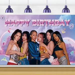 Birthday Decorations Poster Backdrop Banner 5x3Ft Fashion  Themed Happy Birthday Party Decorations Banner Background Photo Booth Props for  Office Birthday Party Supplies