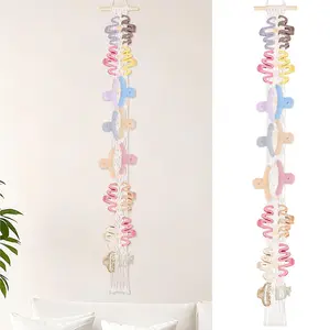Macrame Claw Clip Organizer, Hair Clip Holder and Storage for Women Girls,Claw Clips Hanger  Decor for Wall,Door,Closet