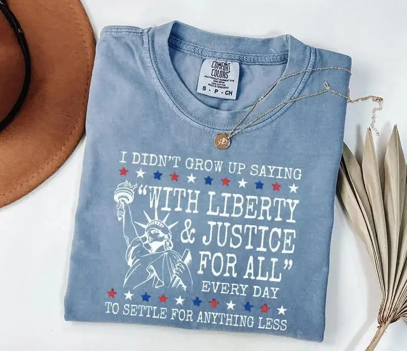 Comfort Colors Liberty and Justice for All Shirts Human Rights Tshirt, 4th of July Equality Tshirt, Resist Tee, Pledge of Allegiance Shirt, 4th of July Shirts for Women - The William