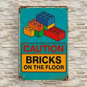 Durable Indoor Outdoor 2D Flat Construction Warning Sign Featuring Building Block Lettering Suitable for Playgrounds Homes and Offices