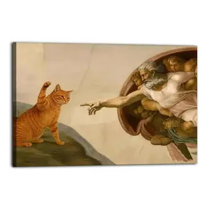 Funny Cat Poster for Bedroom Aesthetic Canvas Wall Art Living Room Posters Painting Picture Print Modern Family Decor Artist Bathroom Poster