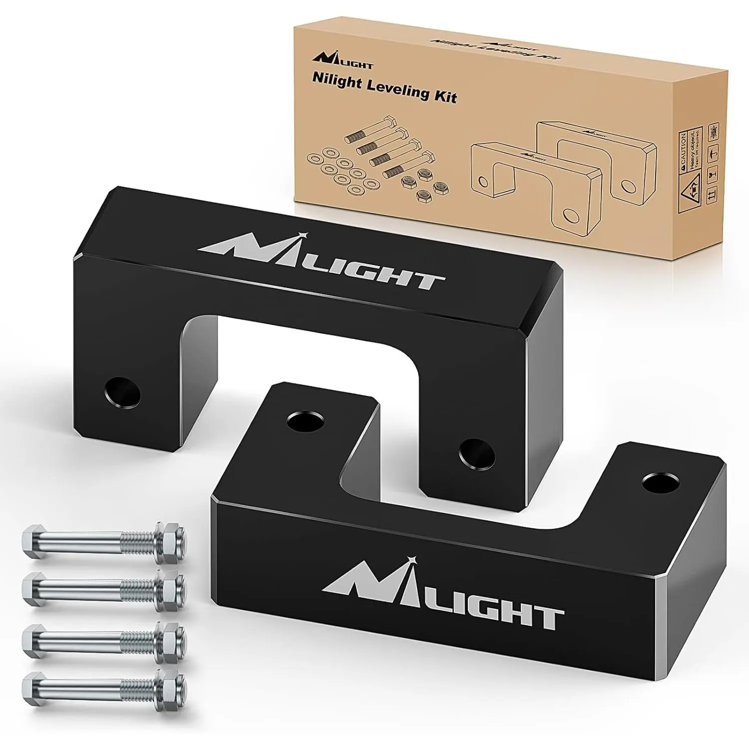 Nilight 2.5in Aluminum Alloy Truck Front Leveling Kit - 2 x Front Strut Spacers, Metal Hardware, 2.5in Raised, Compatible with Chevy Avalanche 1500 4WD/2WD, Silverado, Suburban 1500, Tahoe & GMC Sierra, Yukon XL1500 (2007-2023) Vehicle Exterior Accessory
