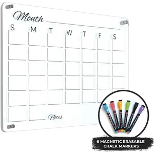 Calendar for Wall (16.75" x 13.25") Clear Calendar & Family  Planner with Vibrant Markers,  Dry Erase Board for Wall, , Office, or Family Command Center