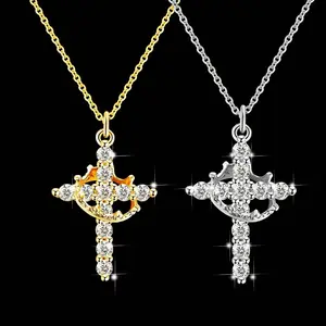 Vintage Cross Pendant with Rotatable Crown Adjustable Gold   Crown   Cross Pendant Necklace Cuban Link Chain Fashion Jewelry Accessories Necklinphalt