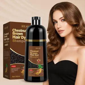 Hair Dye Shampoo, 500ML Hair Colour Shampoo 3 in 1 for Grey Hair Coverage - Instant Hair Color Shampoo for Women Men - Natural Color- Long Lasting - Hair Dye Coloring in Minutes