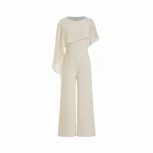 Cider Asymmetrical Cloak Sleeve Mid Rise Wide Leg Jumpsuit