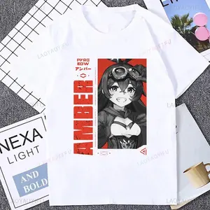 Genshin Impact Hu Tao Graphic Printed T-shirt Summer Style Loose Short Sleeve O-neck Harajuku Game Streetwear Hipster Tees