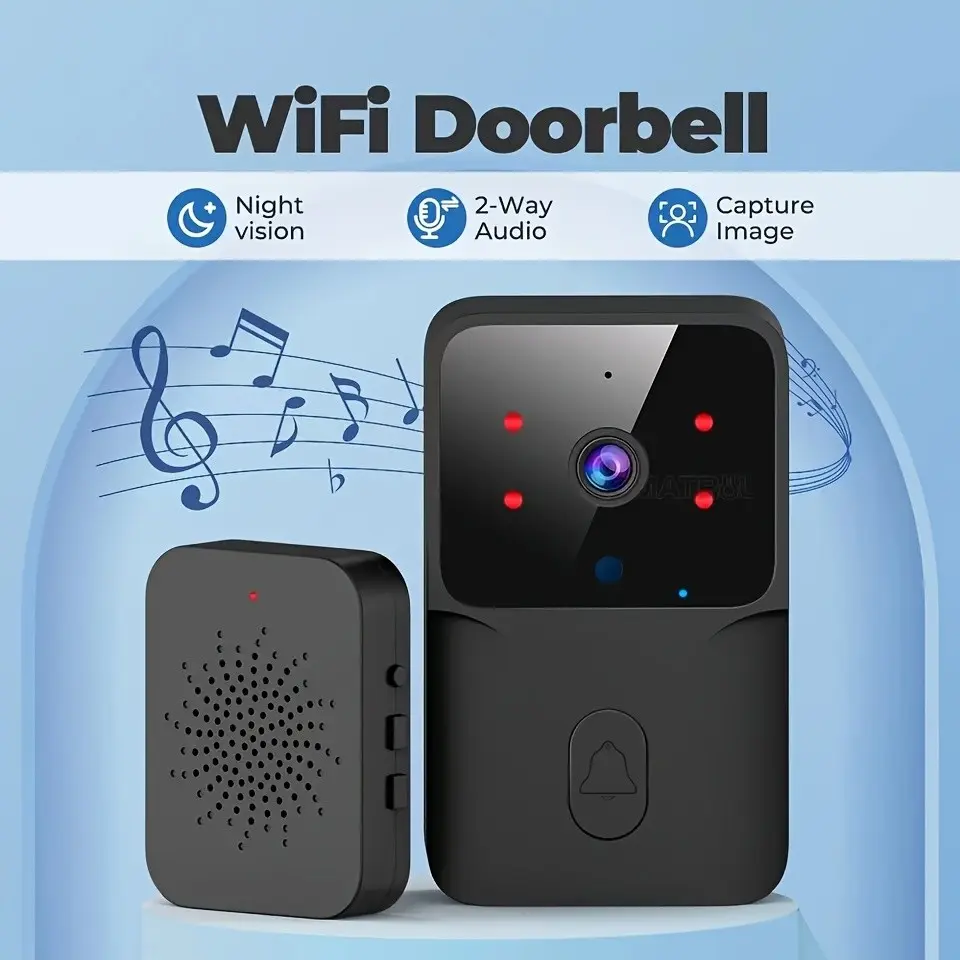 Mini Smart Wireless Battery Video Doorbell, Remote Bidirectional Voice, Night Vision, USB Charging, Low Power, Voice Changer, 2.4g WiFi, Home Office Security