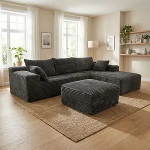 Convertible L-Shape Couch with Ottoman Sectional Couches for Living Room, 105 Inch Modular Sofa with Chaise, Large Lounge Couch for Apartment, Grey 2 Packs Shipped furniture Bed boneless