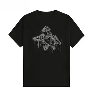 Vintage Gothic Skeleton Graphic Tee Black Cotton 90s Skull Shirt Loose Fit Short Sleeve Crew Neck Casual Wear Machine Washable Durable Cotton T Shirt